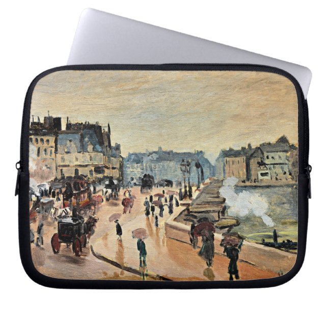 Monet - Le Pont Neuf, Impressionist painting Laptop Sleeve (Front)