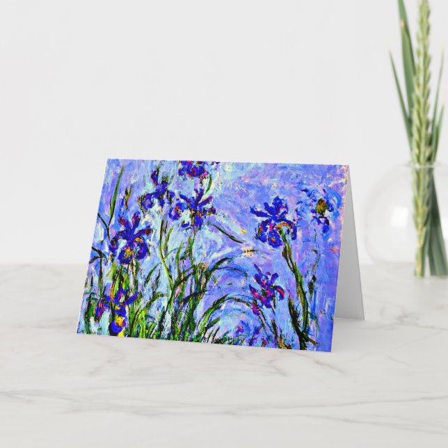 Monet - Lilac Irises, famous painting,  Card (Front)