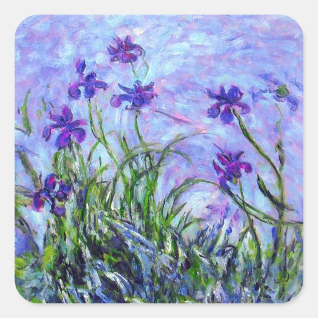  Monet Lilac Irises Square Sticker (Front)