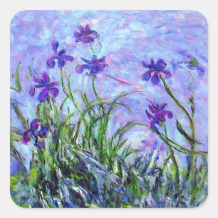 Monet Lilac Irises Square Sticker