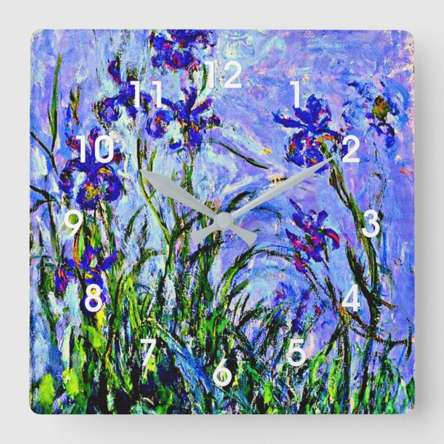 Monet - Lilac Irises Square Wall Clock (Front)