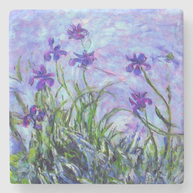 Monet Lilac Irises Stone Coaster (Front)