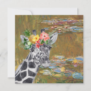 Monet Lily Pond and Giraffe Greeting Card