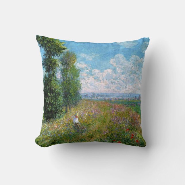 Monet - Meadow with Poplars Cushion (Front)