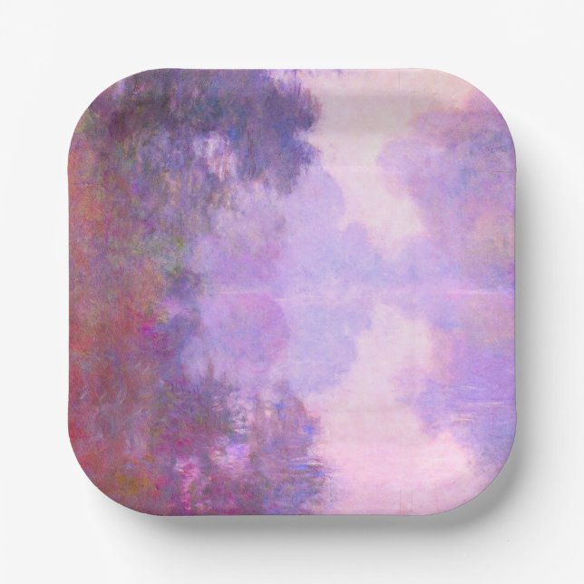 Monet - Misty Morning on the Seine Paper Plate (Front)