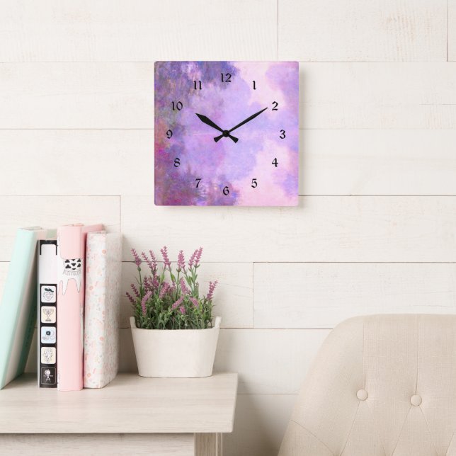 Monet - Misty Morning on the Seine Square Wall Clock (Reading Room)
