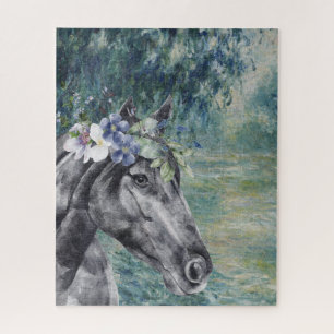 Monet Morning Seine and Black Horse Compilation Jigsaw Puzzle