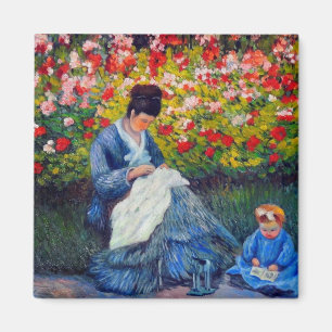 Monet Mother and Child in Garden Magnet