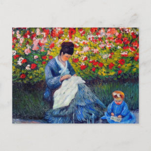 Monet Mother and Child in Garden Postcard