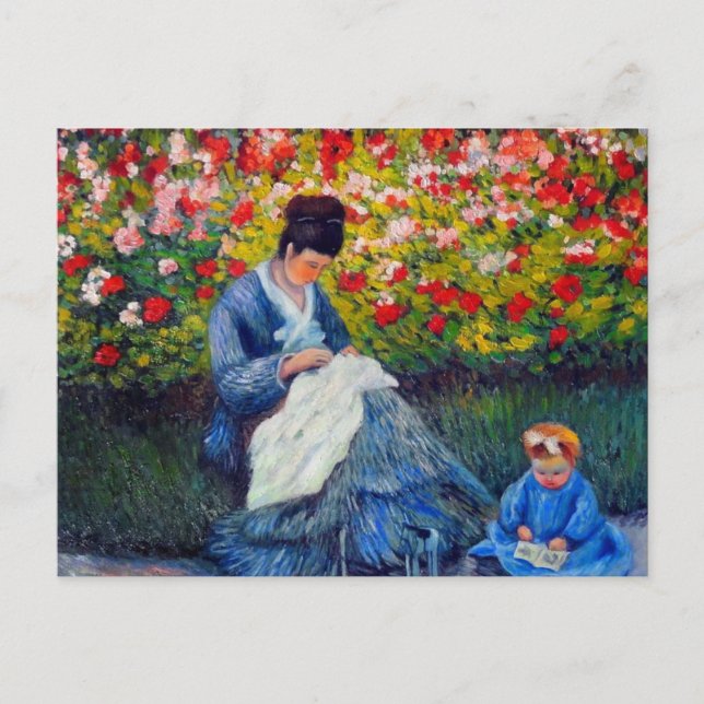  Monet Mother and Child in Garden Postcard (Front)