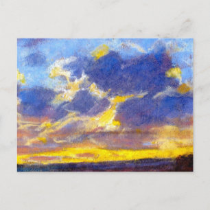 Monet - Nightfall, famous painting,  Postcard