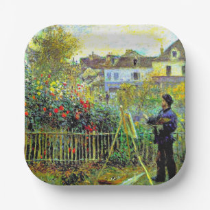 Monet Painting in his Garden at Argenteuil Paper Plate