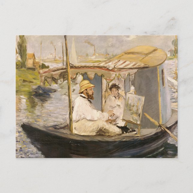 Monet Painting in His Studio Boat | Édouard Manet Postcard (Front)