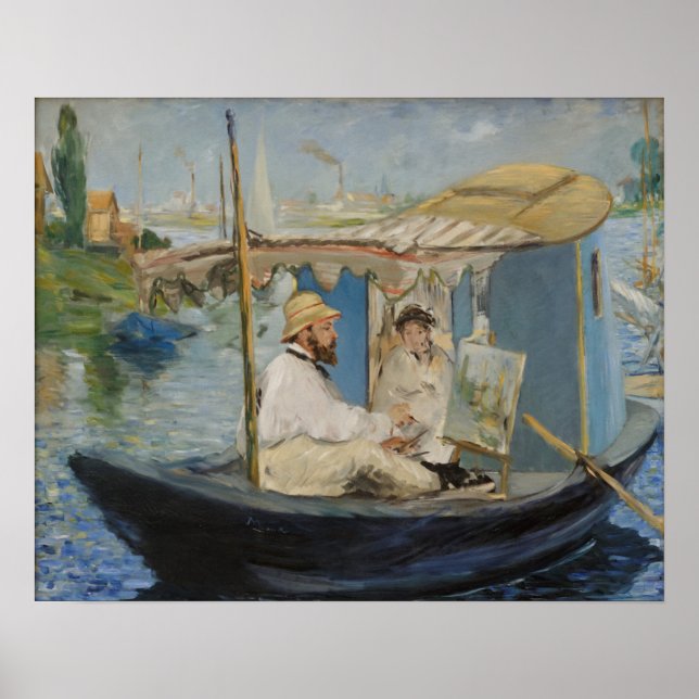 Monet Painting on His Studio Boat by Manet Poster (Front)