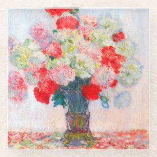 Monet Peonies Glass Coaster