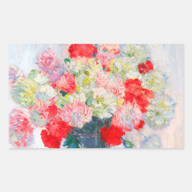 Monet Peonies Rectangular Sticker (Front)