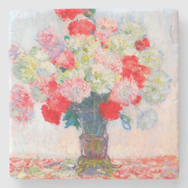 Monet Peonies Stone Coaster (Front)