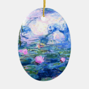 Monet Pink Water Lilies  Ceramic Ornament