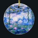 Monet Pink Water Lilies  Ceramic Ornament<br><div class="desc">A Monet pink water lilies ornament featuring beautiful pink water lilies floating in a calm blue pond with lily pads. A great Monet gift for fans of impressionism and French art. Serene nature impressionism with lovely flowers and scenic pond landscape.</div>