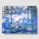 Monet Pink Water Lilies  Guest Book<br><div class="desc">A Monet pink water lilies guest book featuring beautiful pink water lilies floating in a calm blue pond with lily pads. A great Monet gift for fans of impressionism and French art. Serene nature impressionism with lovely flowers and scenic pond landscape.</div>