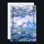Monet Pink Water Lilies  Invitation<br><div class="desc">A Monet pink water lilies invitation card featuring beautiful pink water lilies floating in a calm blue pond with lily pads. A great Monet gift for fans of impressionism and French art. Serene nature impressionism with lovely flowers and scenic pond landscape.</div>