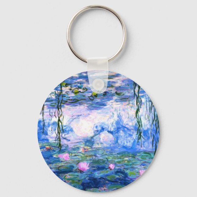 Monet Pink Water Lilies  Key Ring (Front)