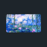 Monet Pink Water Lilies  Label<br><div class="desc">Monet pink water lilies address labels featuring beautiful pink water lilies floating in a calm blue pond with lily pads. A great Monet gift for fans of impressionism and French art. Serene nature impressionism with lovely flowers and scenic pond landscape.</div>