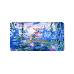 Monet Pink Water Lilies  Label