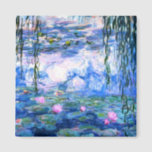 Monet Pink Water Lilies Magnet<br><div class="desc">A Monet pink water lilies magnet featuring beautiful pink water lilies floating in a calm blue pond with lily pads. A great Monet gift for fans of impressionism and French art. Serene nature impressionism with lovely flowers and scenic pond landscape.</div>