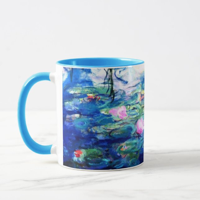 Monet Pink Water Lilies  Mug (Left)