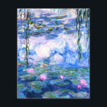 Monet Pink Water Lilies Paper Sheet<br><div class="desc">A Monet pink water lilies 4.5"x5.6" paper sheet featuring beautiful pink water lilies floating in a calm blue pond with lily pads. A great Monet gift for fans of impressionism and French art. Serene nature impressionism with lovely flowers and scenic pond landscape.</div>