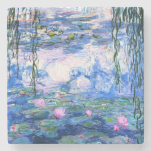 Monet Pink Water Lilies Stone Coaster