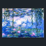 Monet Pink Water Lilies  Table Number<br><div class="desc">A Monet pink water lilies table card featuring beautiful pink water lilies floating in a calm blue pond with lily pads. A great Monet gift for fans of impressionism and French art. Serene nature impressionism with lovely flowers and scenic pond landscape.</div>