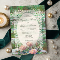 Monet Pink Water Lily Pond Floral Lace Wedding
