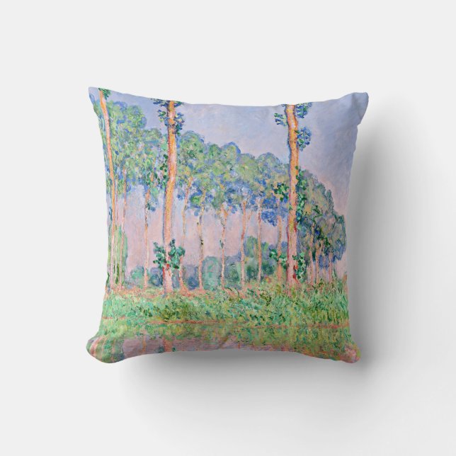 Monet - Poplars, Pink Effect Cushion (Front)