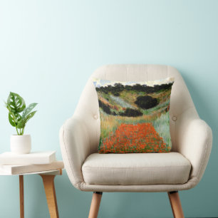 Monet - Poppy Fields in a Hollow near Giverny Cushion