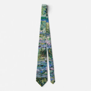 Monet Purple Water Lilies Art Gallery Wedding Tie