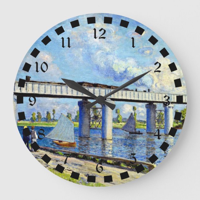 Monet - Railway Bridge at Argenteuill Large Clock (Front)