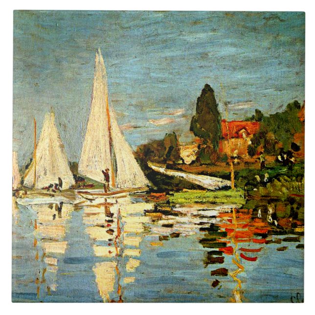 Monet - Regatta at Argenteuil, Ceramic Tile (Front)