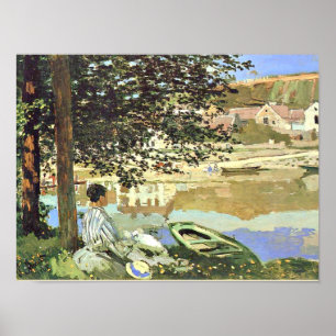 Monet - River Scene at Bennecourt, vintage fine ar Poster