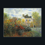Monet Rose Garden Postcard<br><div class="desc">Monet Rose Garden postcard. Oil on canvas from 1883. French Impressionist Claude Monet created some of the most beautiful garden landscapes near his home in Giverny. This is one of his earlier works depicting a rose garden in the morning near Argenteuil. The work features yellow, red and white roses blooming...</div>