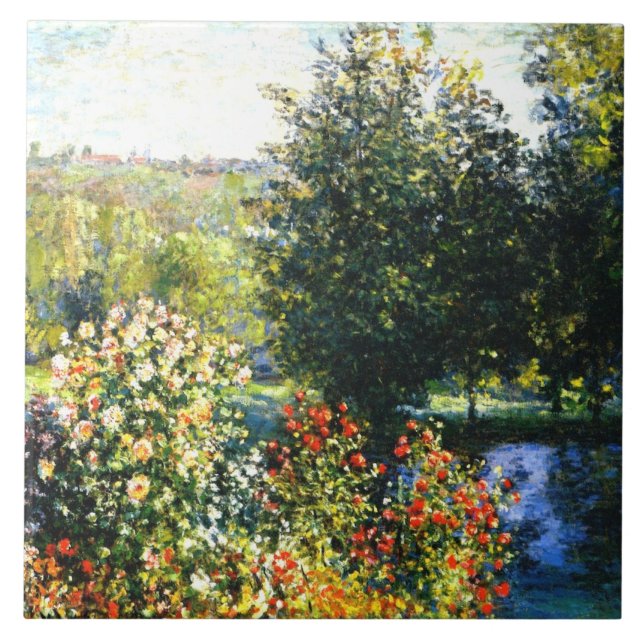 Monet - Roses in the Garden at Montgeron, Ceramic Tile (Front)