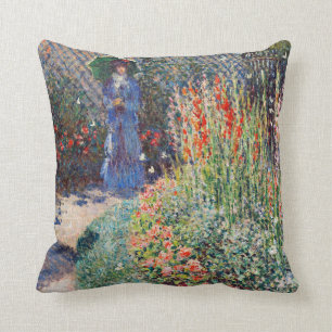 Monet - Rounded Flower Bed, famous painting, Cushion