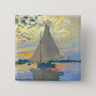 Monet Sailboat at Le Petit-Gennevilliers 15 Cm Square Badge