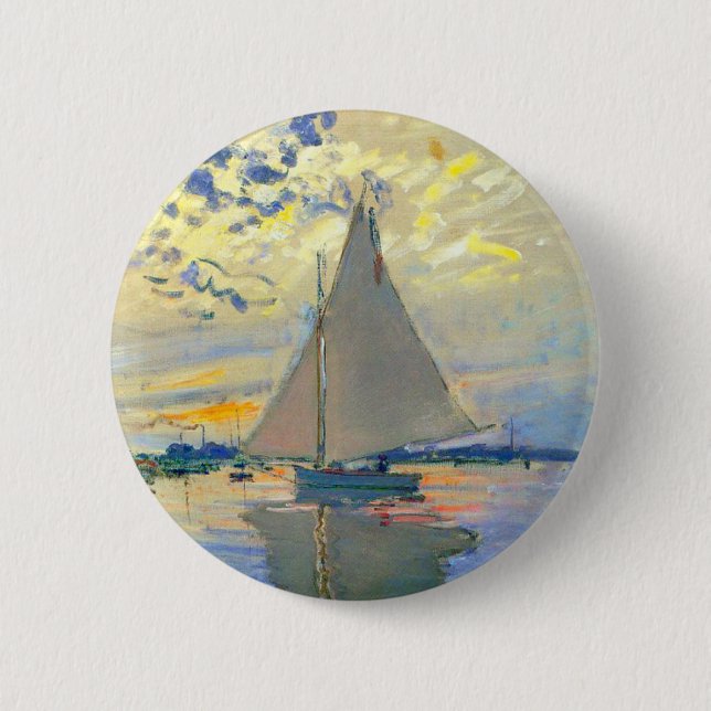 Monet Sailboat at Le Petit-Gennevilliers 6 Cm Round Badge (Front)