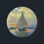 Monet Sailboat at Le Petit-Gennevilliers 6 Cm Round Badge<br><div class="desc">Button featuring Claude Monet’s oil painting Sailboat at Le Petit-Gennevilliers (1874). A serene sailboat sails the waters in Paris,  France. Perfect for lovers of Impressionism and French art collectors!</div>
