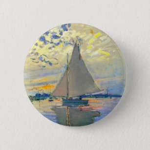 Monet Sailboat at Le Petit-Gennevilliers 6 Cm Round Badge