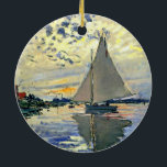 Monet - Sailboat at Le Petit-Gennevilliers Ceramic Ornament<br><div class="desc">Claude Monet painting,  Sailboat at Le Petit-Gennevilliers,  Christmas ornament.  VIRGINIA5050,  custom-designed products and gifts at www.zazzle.com/virginia5050*,  PaulKleeGiftShop,  InternationalGifts,  RetirementGiftStore,  BirthdayGiftStore,  ILoveGiftStore,  and FloridaGiftStore.zazzle.com/FloridaGiftStore.</div>