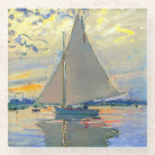 Monet Sailboat at Le Petit-Gennevilliers Glass Coaster