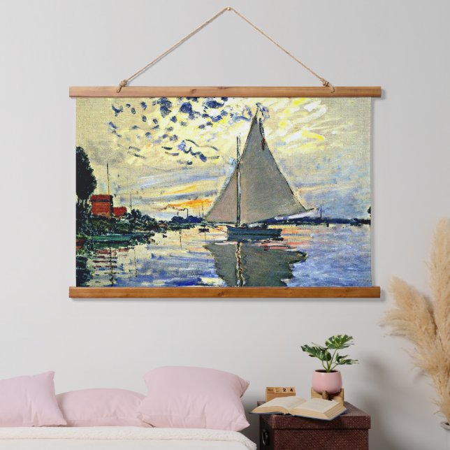 Monet - Sailboat at le Petit Gennevilliers Hanging Tapestry (Bedroom)